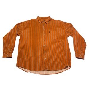 S. Oliver Corduroy Button Down Shirt Men’s Size 2X Orange Striped Preppy